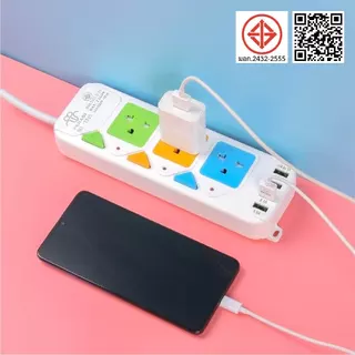 Pnasi ปลั๊กไฟ 5ช่อง 4USB สายยาว พร้อมสวิตช์ปิด-เปิด มาตรฐาน มอก. ตัดไฟได้ สายไฟยาว 3เมตร 5เมตร 10เมตร