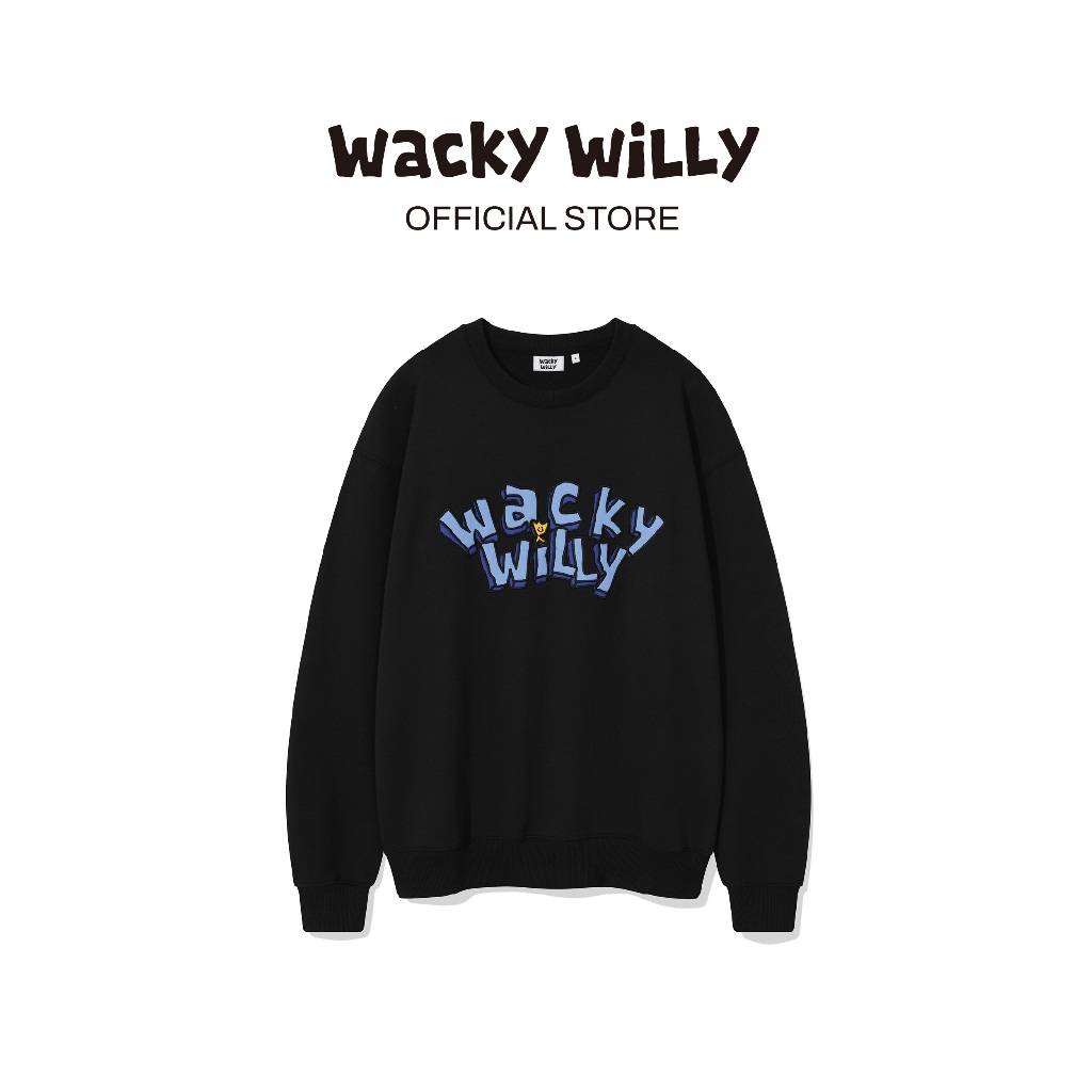 WACKY WILLY เสื้อแขนยาวรุ่น Willy Typo Graphic One-Point Sweatshirt Black (80031SOPSWU_H5BKXX)