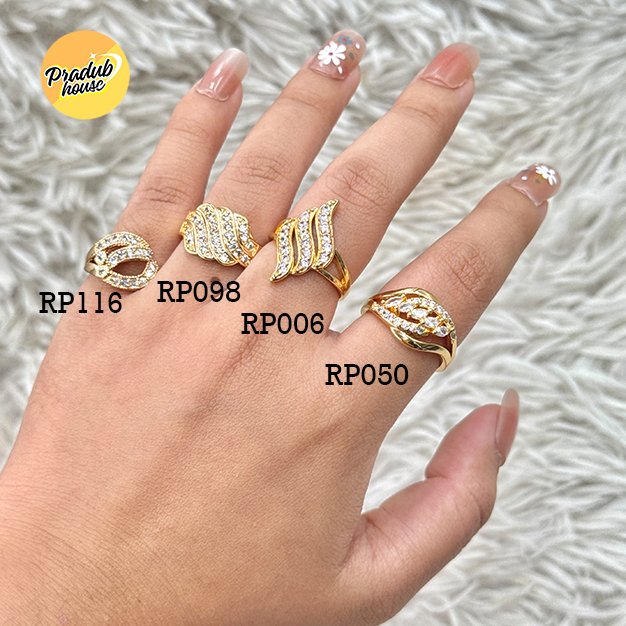 4ลาย จำนวนจำกัดแหวนทองประดับเพชร มีหลายแบบสวยๆ  แฟชั่นเรียบง่ายสำหรับผู้หญิง