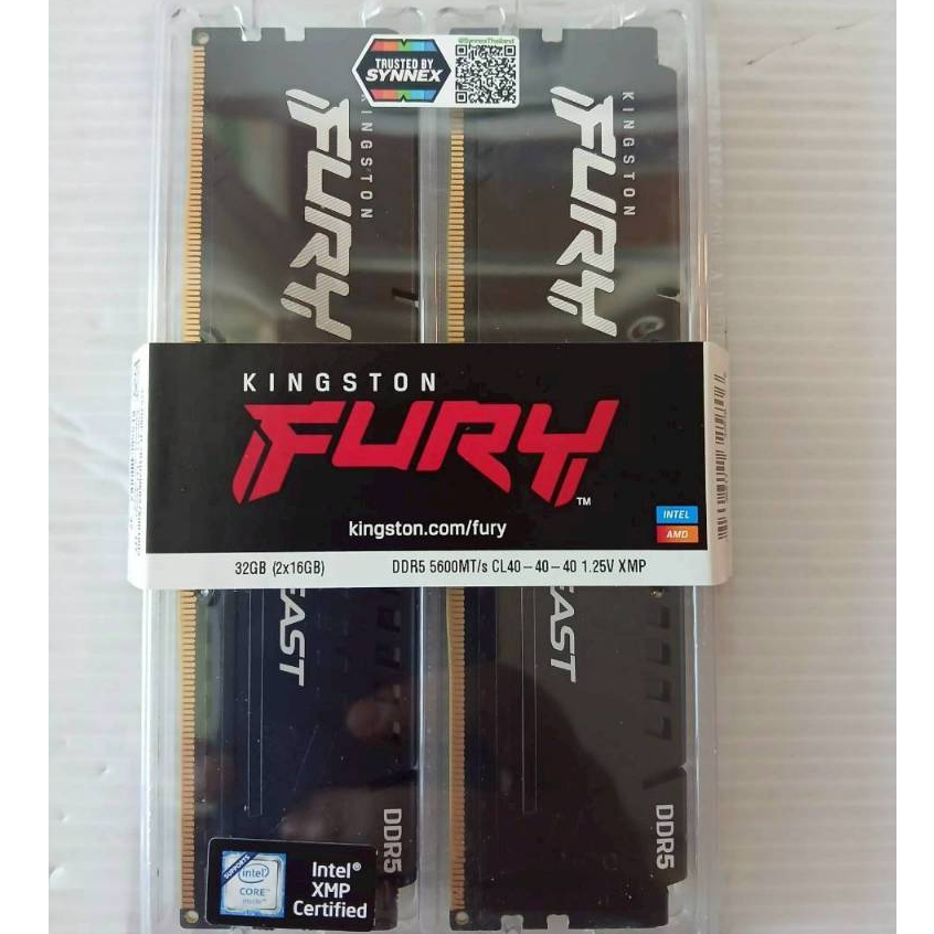 RAM (แรม) KINGSTON FURY BEAST 32GB (16x2) DDR5 5600MHz BLACK (KF556C40BBK2-32) มือ1 มีส่งด่วน