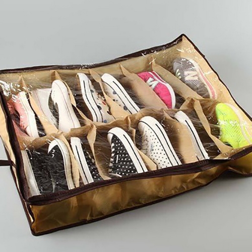 【ThaiBreeze】กล่องใส่รองเท้า 12 ช่องโปร่งใสกล่องเก็บของอเนกประสงค์พับได้ป้องกันฝุ่นและความชื้น - รูปที่ 2