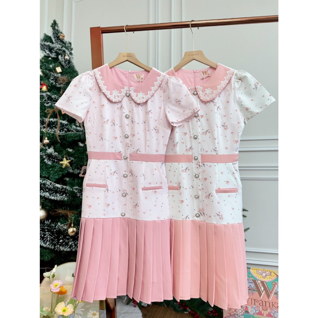(พร้อมส่ง) ชุดเดรส Wirankan รหัส WX37 สีชมพู สีพีช