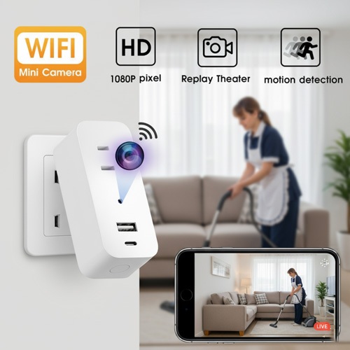 【พร้อมส่งจากไทย 🇹🇭】กล้องวงจรปิดไร้สาย 1080P WIFI ขนาดเล็ก ความละเอียดสูง ปลั๊ก USB กล้องไร้สาย ไม่เห็นแม้แต่เลนส์กล้อง