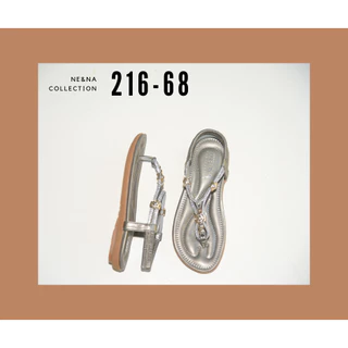 รองเท้าเเฟชั่นผู้หญิงเเบบเเตะส้นเเบนสายรัดส้นเท้า No. 216-68 NE&NA Collection Shoes
