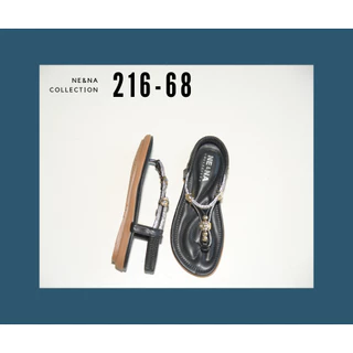 รองเท้าเเฟชั่นผู้หญิงเเบบเเตะส้นเเบนสายรัดส้นเท้า No. 216-68 NE&NA Collection Shoes