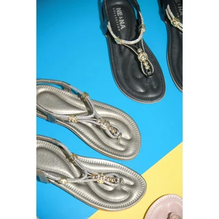 รองเท้าเเฟชั่นผู้หญิงเเบบเเตะส้นเเบนสายรัดส้นเท้า No. 216-68 NE&NA Collection Shoes