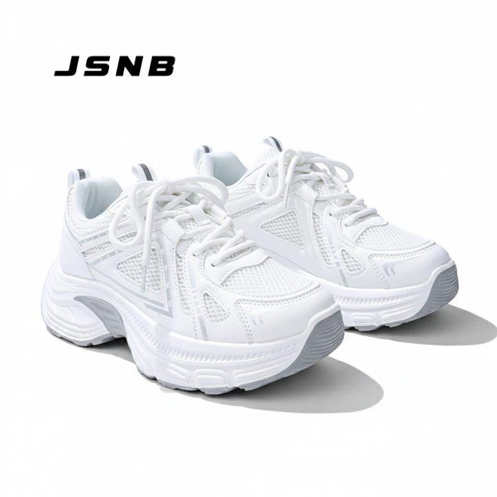 JSNB รองเท้าผ้าใบเสริมส้น สไตล์เกาหลี 5 ซม. พื้นนุ่ม (size36-42) ระบายอากาศดี ทร