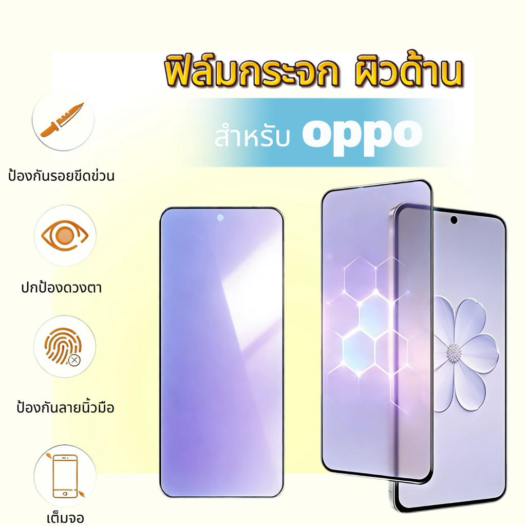 ฟิล์มกระจกนิรภัยถนอมสายตา（blue-ag）ผิวด้าน For OPPO A6 A6PRO A6T/C A5 A15/A15s A16 16K 17 17K A54 A58