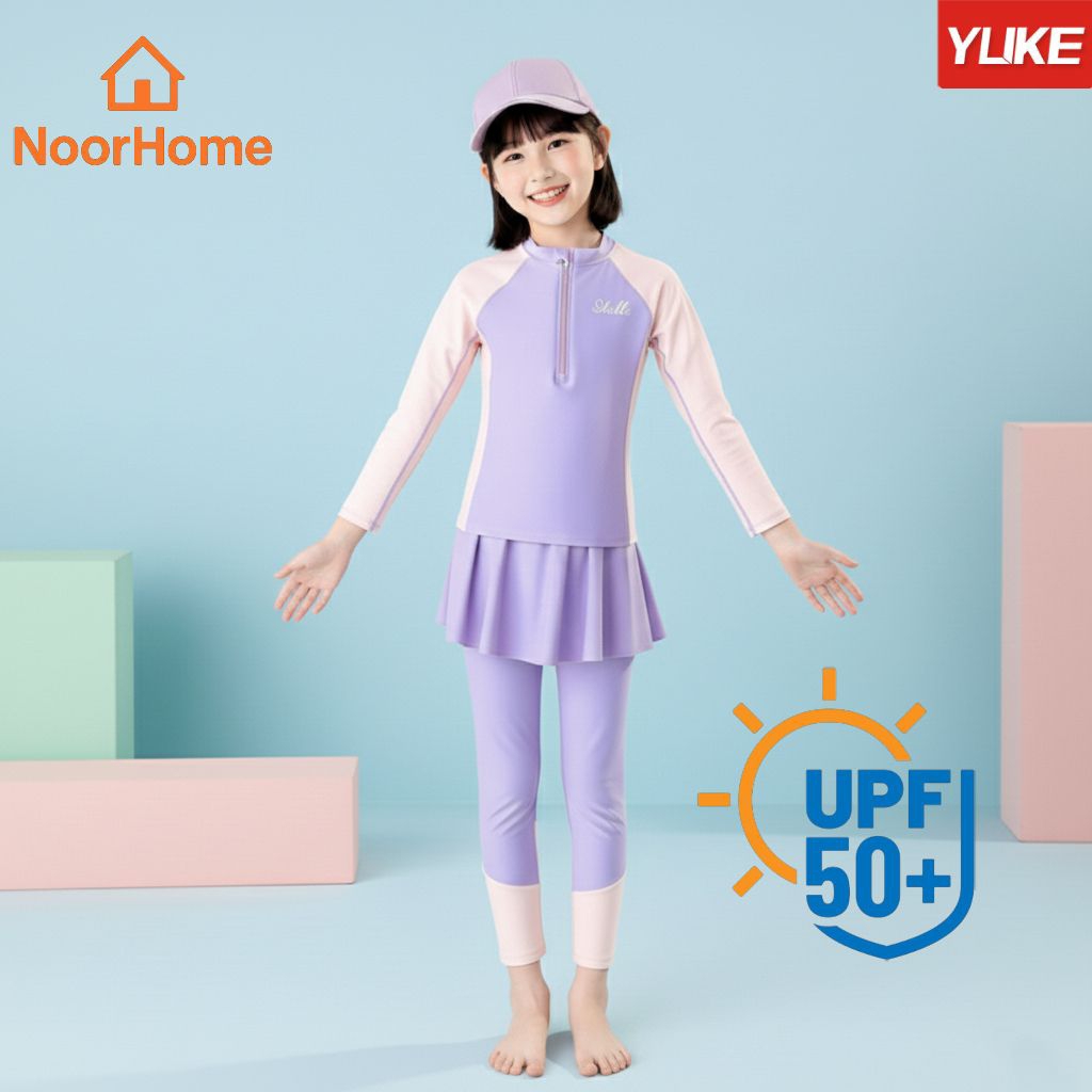 YUKE ชุดว่ายน้ำเด็กแขนยาว กันแดด แห้งเร็ว ผ้ายืด ใส่สบาย สำหรับสระว่ายน้ำ ทะเล