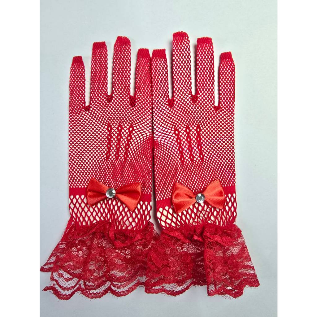ถุงมือเด็ก6-12ปี ถุงมือตาข่ายลูกไม้น่ารักแต่งโบว์เล็กน่ารัก ถุงมือขอบระบายสีขาวและสีดำ ถุงมือเต้นรำ กิจกรรมการแสดงนักเรี - รูปที่ 5