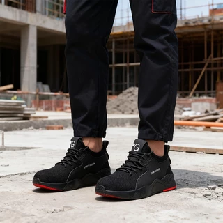 P60 - Safety shoes รองเท้าเซฟตี้ หัวเหล็ก รองเท้านิรภัย sport ดีไซส์สวย พื้นนุ่ม ผ้าใบผสมหนัง ใสสบายเท้า
