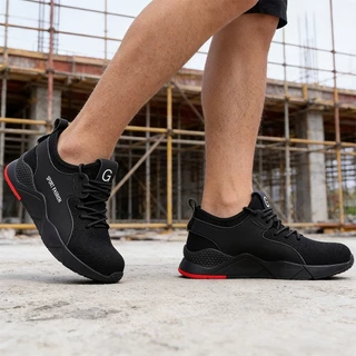 P60 - Safety shoes รองเท้าเซฟตี้ หัวเหล็ก รองเท้านิรภัย sport ดีไซส์สวย พื้นนุ่ม ผ้าใบผสมหนัง ใสสบายเท้า