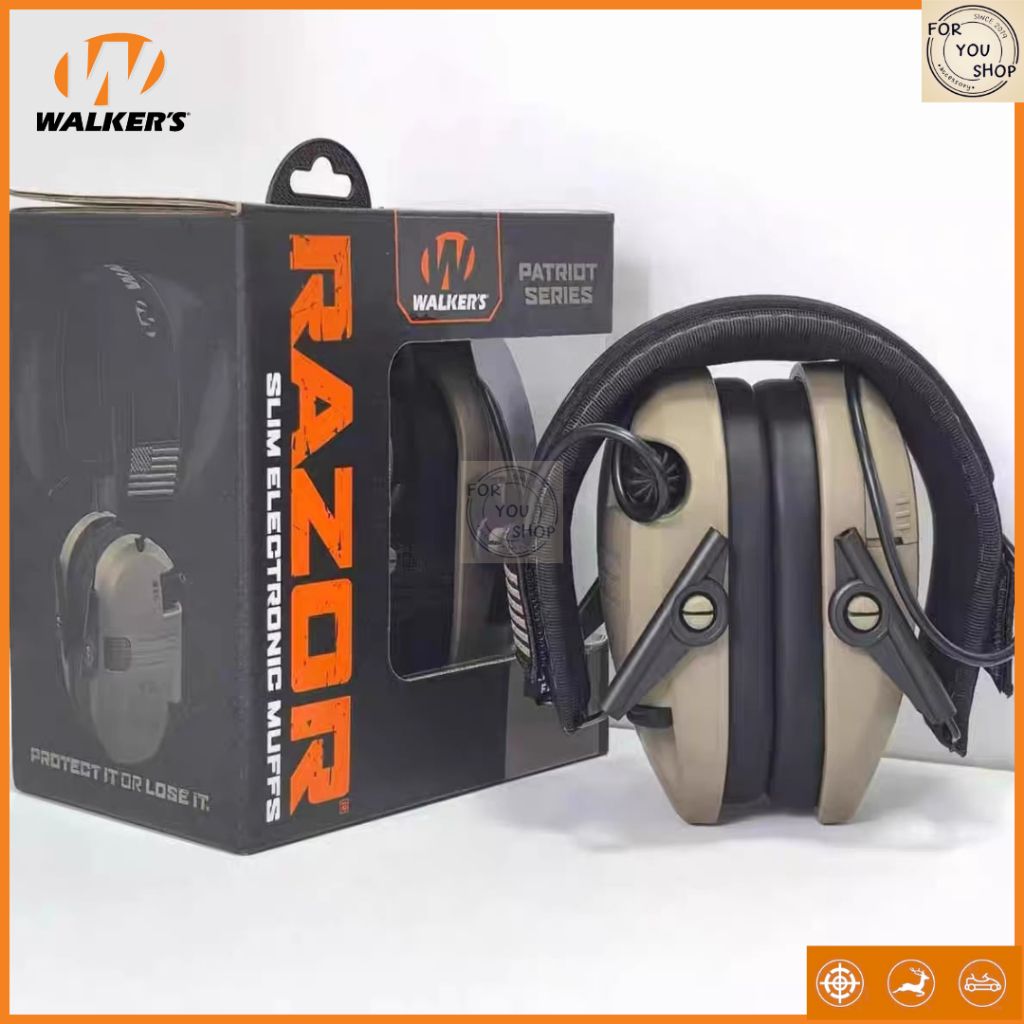 Walker's Razor Slim หูฟัง อิเล็กทรอนิกส์ยุทธวิธี หูฟังตัดเสียงรบกวน ปรับระดับได้ Electronic Earmuffs