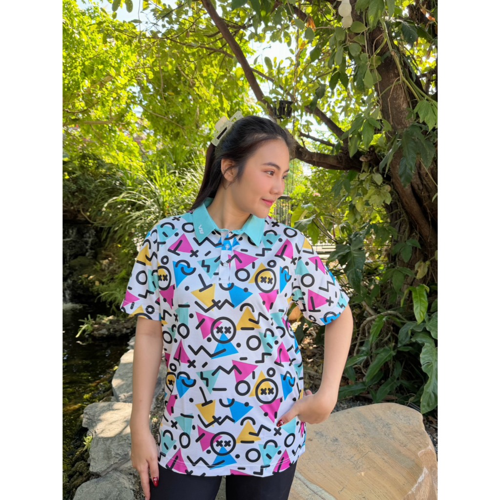 เสื้อกีฬา เสื้อกอล์ฟ ทรงUnisex ลายXO ฟ้า   แบรนด์WIN SPORT