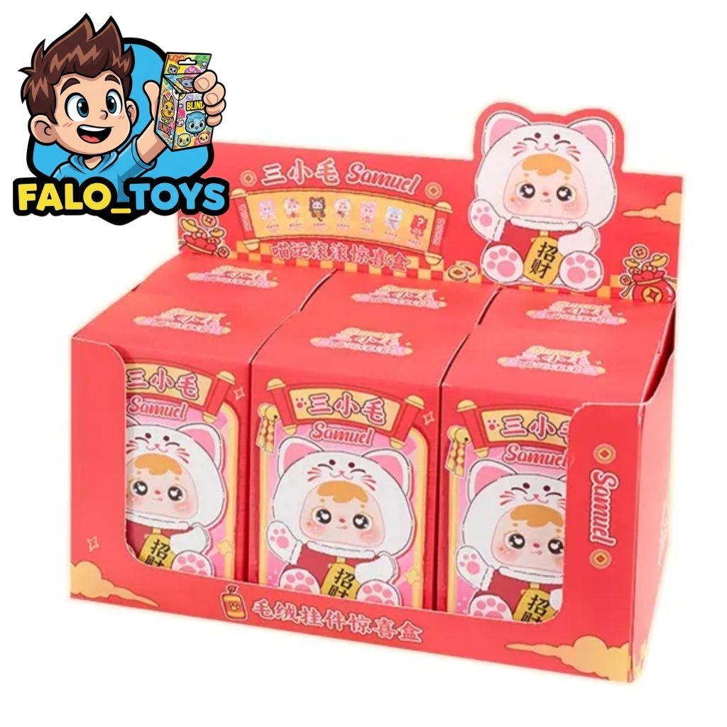 พร้อมส่ง samuel meow lucky rolls around lucky cat cute plush ( 6 สุ่ม )