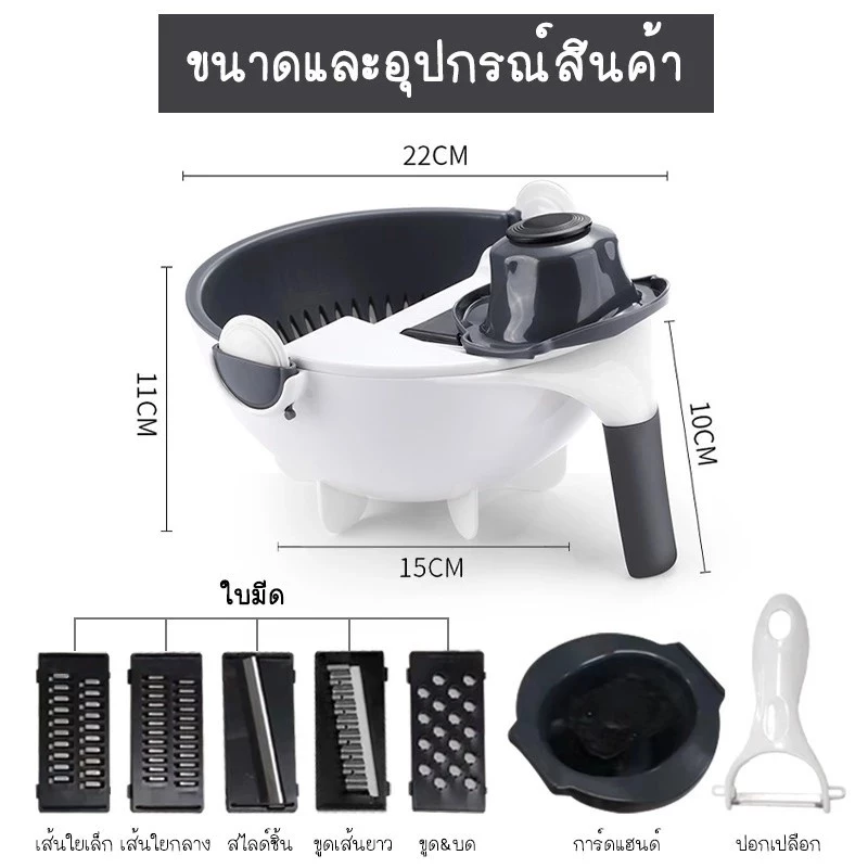 ที่หั่นผัก ที่ขูดมะละกอ ที่สไลด์ผัก ที่สไลด์ผักผลไม้ ตะกร้าหั่นผัก 7in1 เครื่องหั่นผักอเนกประสงค์ thumbnail 10