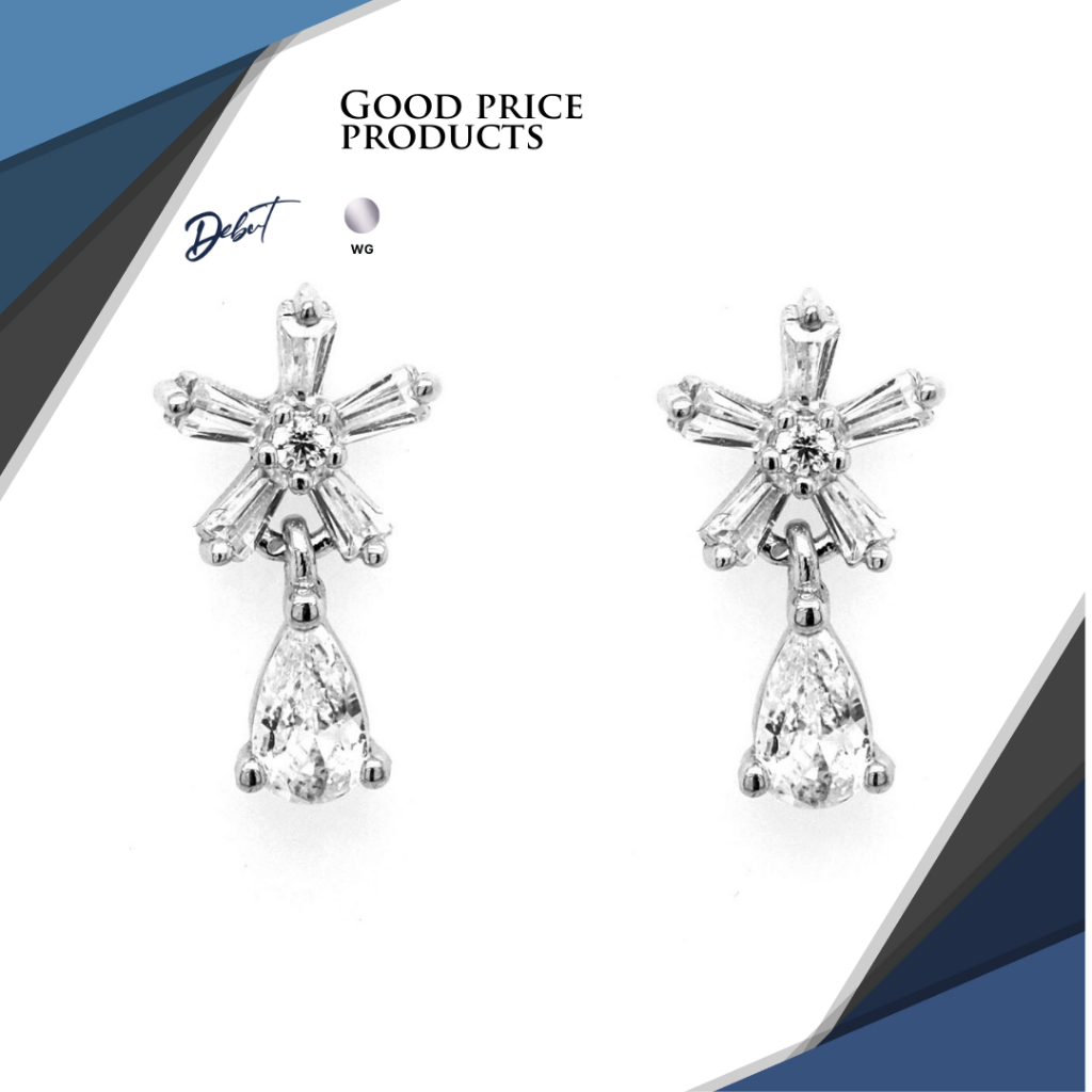 ต่างหูเงินแท้ 925 Debutgem Collection Fantacy ประดับเพชร CZ 019