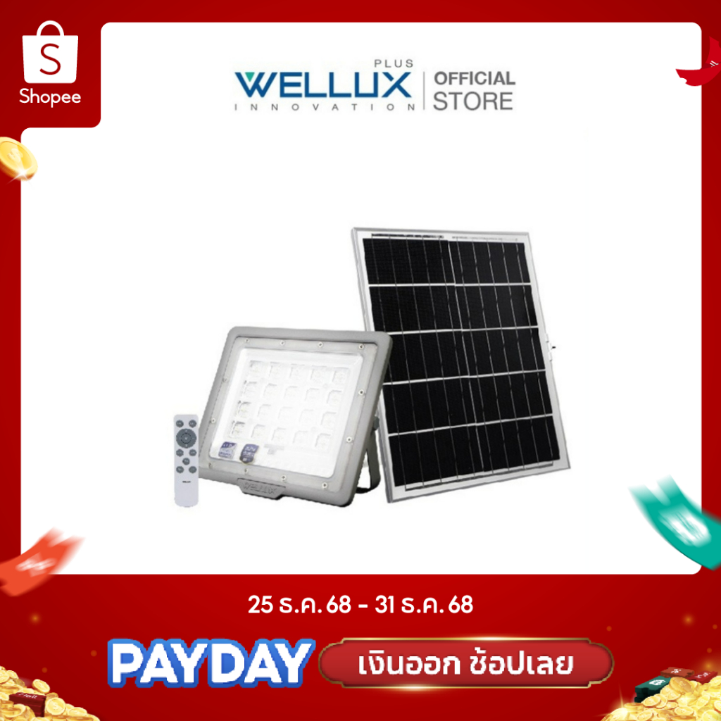 [BYD BATTERY]WELLUX โคมไฟฟลัดไลท์โซล่า 150W 250W 450W LED SOLAR FLOOD LIGHT รุ่น URANUT SERIES