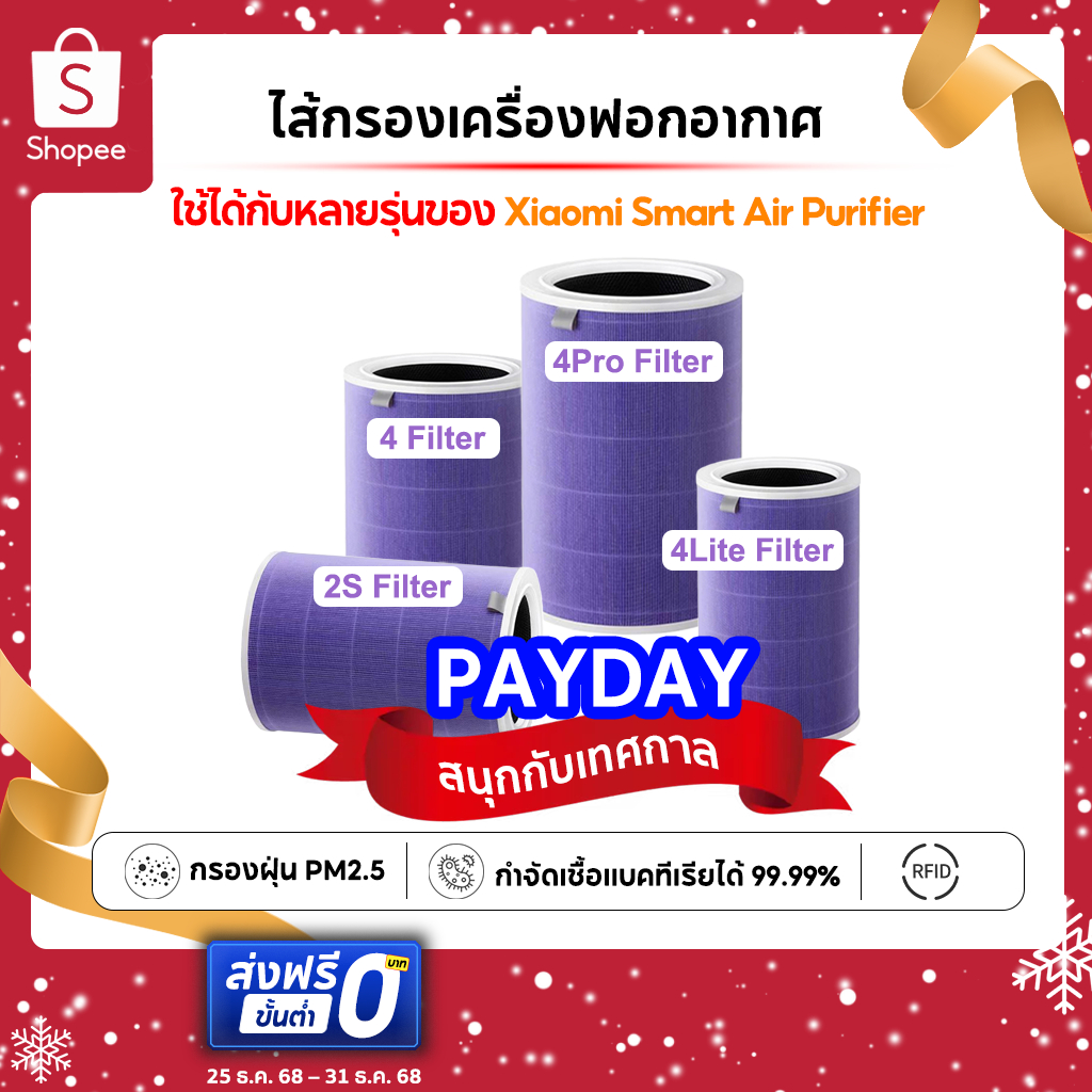 ไส้กรองอากาศ สำหรับ Xiaomi Air Purifier ลดแบคทีเรียและ PM2.5