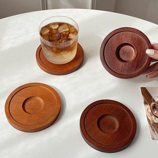 พร้อมส่ง แผ่นรองแก้วสีไม้วอลนัท ที่วางแก้วน้ำ แผ่นรองแก้วกัน…