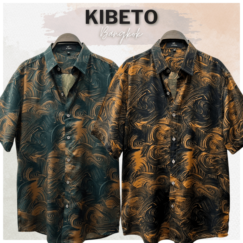 Kibeto เสื้อฮาวาย ลายคลื่นญี่ปุ่น 2 สี ผ้าสปันเรยอน เนื้อนิ่ม ใส่สบาย M L XL 2XL 3XL