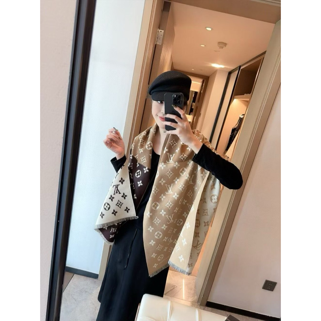 #พร้อมส่ง ผ้าพันคอพรีเมี่ยมแคชเมียขนนุ่มผืนใหญ่สีน้ำตาล ผ้าคลุมไหล่สีพื้นแมทง่าย - รูปที่ 2