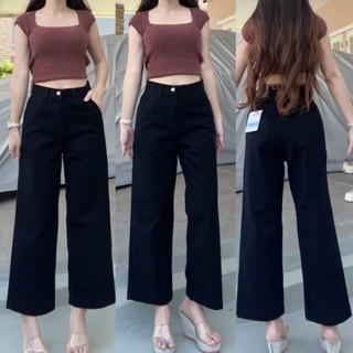 กางเกงยีนส์ขากระบอกเต่อ ผ้าไม่ยืด มีสองสีขอบเล็กรุ่นปลายขาเย…