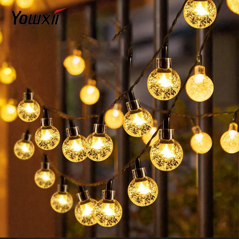 YOWXII ไฟตกแต่ง Solar20/50/100 LED โหมดปรับได้ 8 โหมด ไฟตกแต่งสวนและกลางแจ้ง ประหยัดไฟมาก ทนแดด ทนฝน