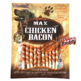 ขนมสุนัข Max Chicken Bacon Stick 10 ชิ้น รส BBQ ขนมหมา ขนมคบเคี้ยวสำหรับสุนัข ของว่างสำหรับสุนัข