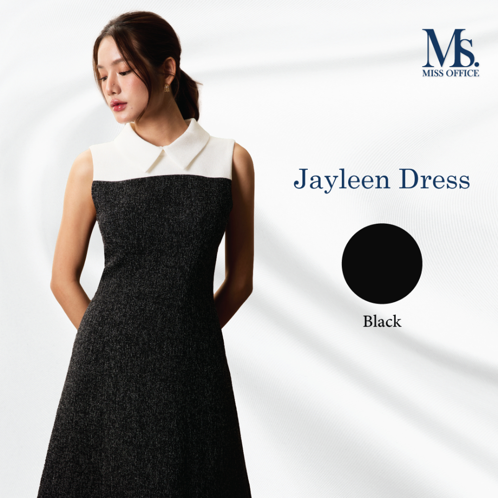 (ความยาว 40) Miss Office เดรสแขนกุดทรงเอแต่งปก (Jayleen  Dress) (MD-134)