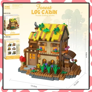เลโก้บ้าน ตัวต่อนาโน 3D บ้านไม้ บ้านต้นซากุระ บ้านกังหันลม ขนาดเล็ก ของขวัญน่ารักๆ（ไม่มีไฟ）