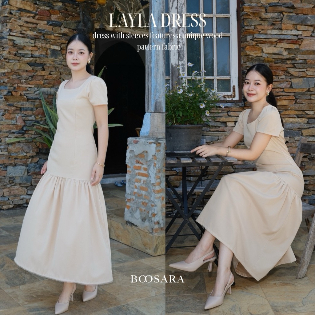 BOOSARA :   Layla dress ชุดเดรสกระโปรงมีแขน (มีซับใน)ใส่ออกงาน ทำงานได้หรือจะใส่ Summer ก็น่ารัก - BSR C.