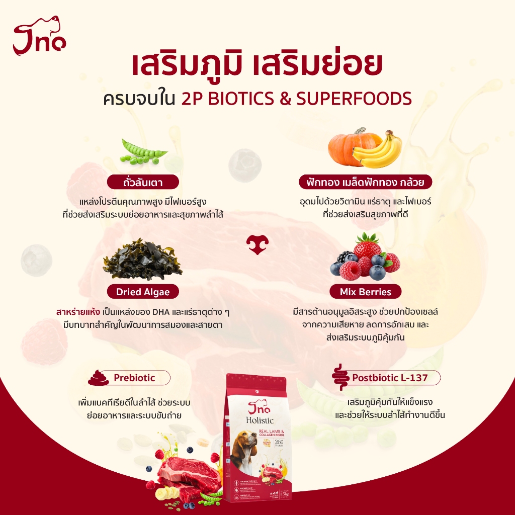 [1.5 กก.] Jno Holistic Real Lamb & Collagen inside อาหารเม็ดสุนัข โฮลิสติก สูตรเนื้อแกะ+คอลลาเจน อายุ 4 เดือนขึ้นไป - รูปที่ 3