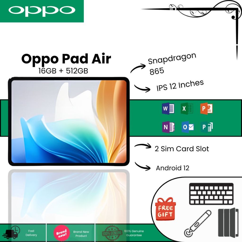สต๊อกพร้อม 💥ซิม+WiFi ได้💥2025 5G แท็บเล็ต Oppo Pad Air 12" Android12 [16GB+512GB]