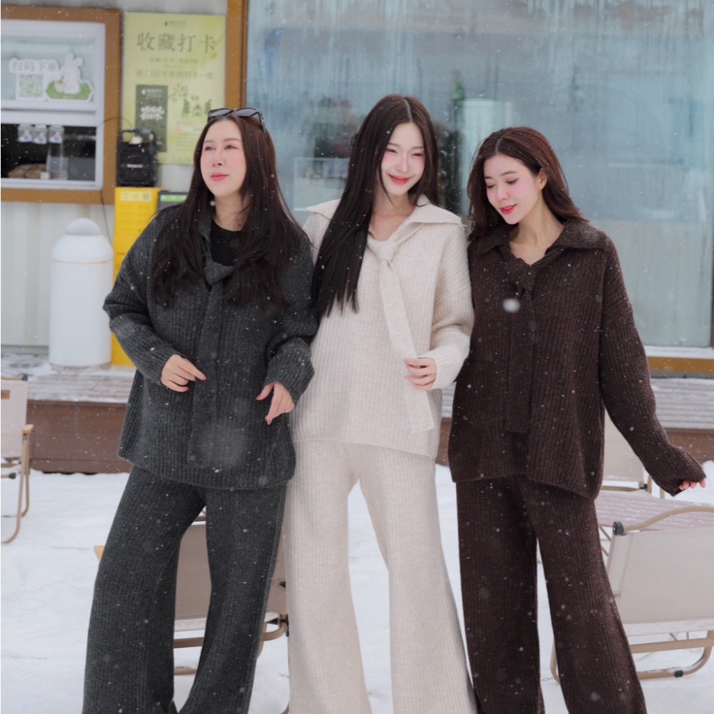 CO1256  COAT OVER Knit Neck Tie Set