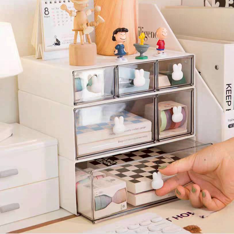 กล่องลิ้นชักเก็บของอเนกประสงค์ วางซ้อนได้หลายชั้น เน้นดีไซน์น่ารัก ครบฟังก์ชันการจัดระเบียบ