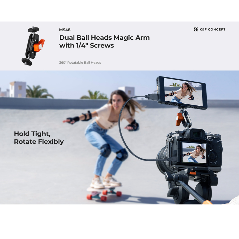 k&F Ball Heads Magic Arm ขายึดกล้องขนาดเล็กหัว1/4หมุนได้ 360° (KF31.137) - รูปที่ 6