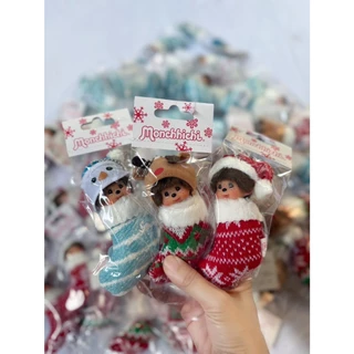 ของแท้ 100% Monchhichi Christmas Ornament Keychain - พวงกุญแจมอนชิชิคริสต์มาสในถุงเท้า