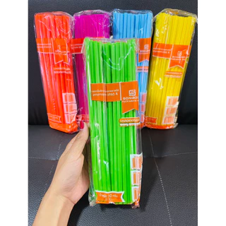 หลอดดูดน้ำ แบบยาว พลาสติก แบบยาว 24 cm หลอดน้ำ ขนาด 30 กรัม คละสี