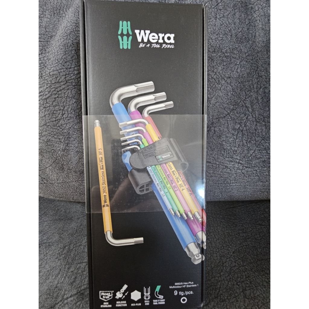 ชุดประแจ 3950/9 Hex-Plus Multicolor HF Stainless 1 Code Nr.:05022699001 Wera