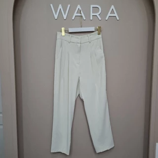 [ L1 ] WARA กางเกงขายาวจีบคู่ กระดุมหน้า สม็อคหลัง ผ้าลิลลี่พรีเมี่ยม