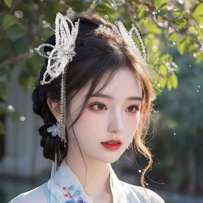 BBY 👰✨ กิ๊บผีเสื้อเจ้าสาวแฮนด์เมด2026 พู่พลิ้ว ไร้สารนิเกิล ใส่สบาย ถ่ายสวย! พร้อมส่ง