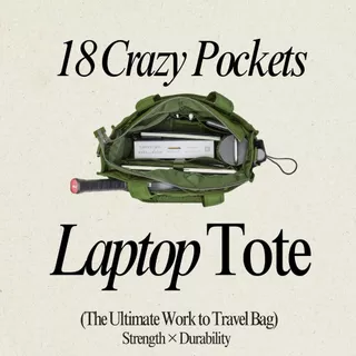 Wander Laptop Tote รองรับ Laptop 15 นิ้ว กระเป๋าใส่โน็ตบุ้ค กระเป๋าผ้า Re-Nylon จุเยอะ 18 ช่อง
