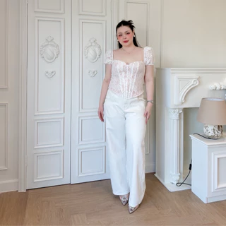 Lady M | monique elegance Top plussize เสื้อสาวอวบ ดีไซน์คอร์เซ็ทแขนพอง ให้ความเซ็กซี่และน่ารัก ใส่ออกงาน ปาร์ตี้เที่ยว