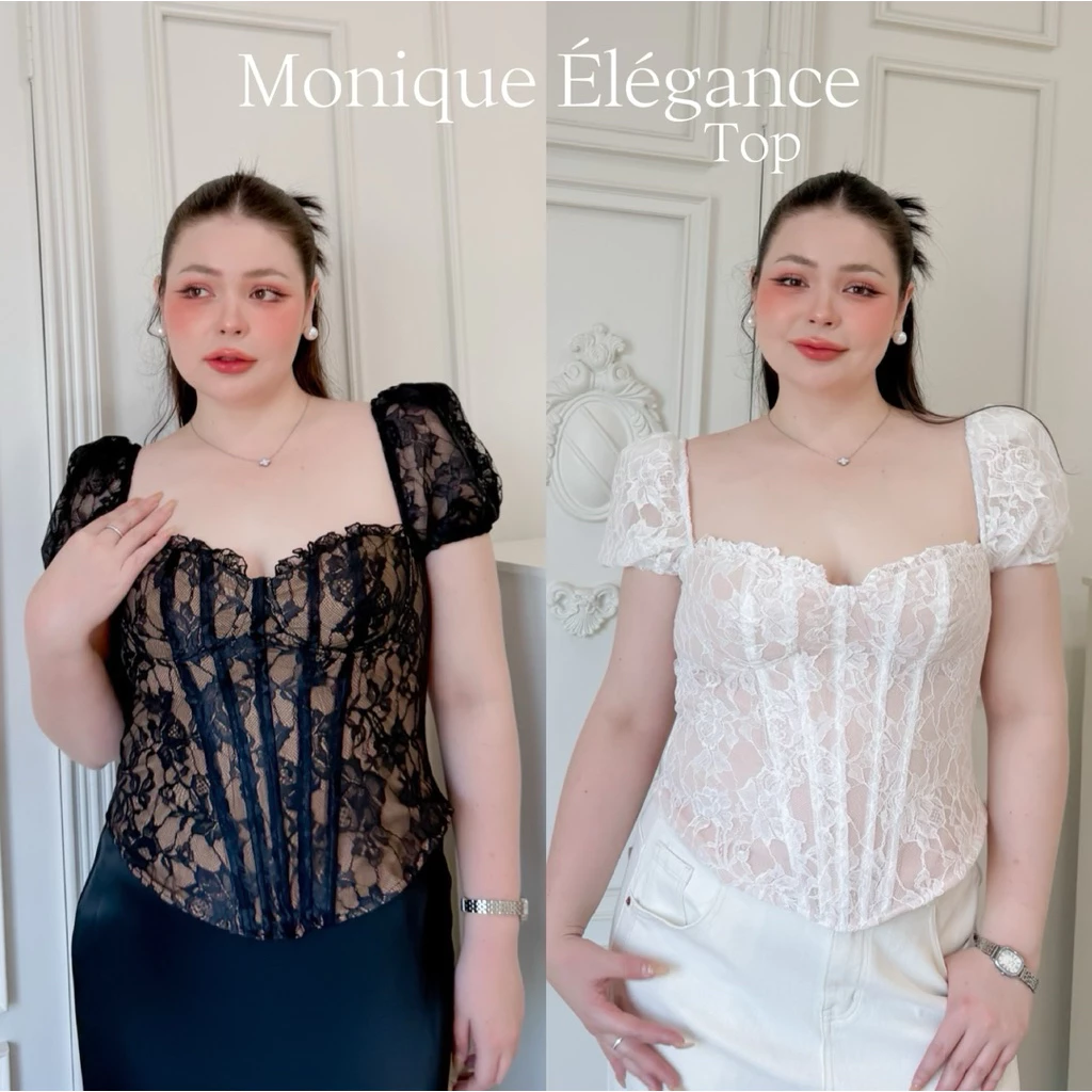 Lady M | monique elegance Top plussize เสื้อสาวอวบ ดีไซน์คอร์เซ็ทแขนพอง ให้ความเซ็กซี่และน่ารัก ใส่ออกงาน ปาร์ตี้เที่ยว