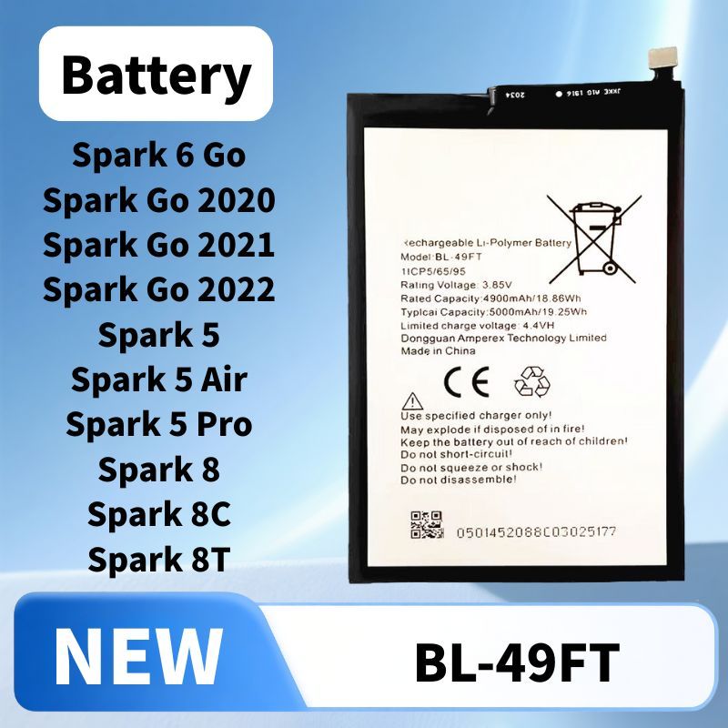 แบตเตอรี่ Tecno spark Go 2020 2021 2022 Battery แบต Spark 5 / 5 Air / 5 Pro / 8 / 8c / 8T BL-49FT