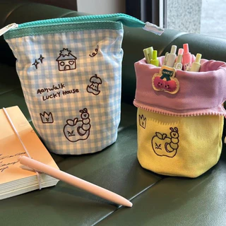 กระเป๋าใส่ดินสอ จัดระเบียบเครื่องสำอางค์ ทรงกระบอกพับได้ Creative Pencil Holder