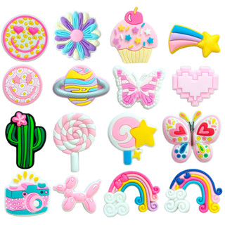 hot 1pcs ซีรีส์สีชมพูและสดชื่น shoe charms อุปกรณ์เสริมรองเท…