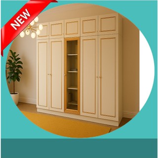 ตู้เสื้อผ้า แพ็คคู่ ยาว 200 cm 5 ประตู มีชั้นโชว์ ประตูกระจก…