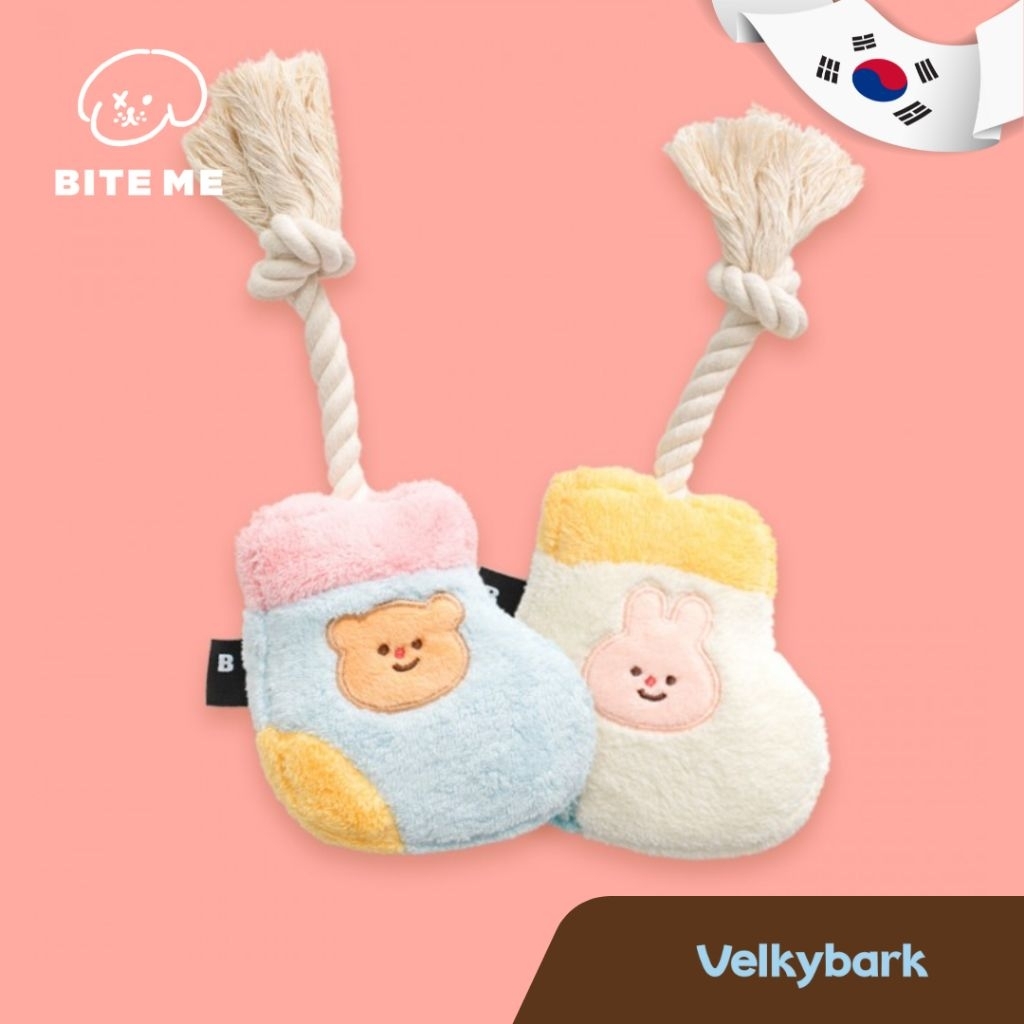 VELKYBARK [พร้อมส่ง] NEW🇰🇷 Bite me ของเล่นเชือกถัก เกาหลี ของเล่นสุนัข มีเสียงปี้บๆ เสียงกรอบแกรบ